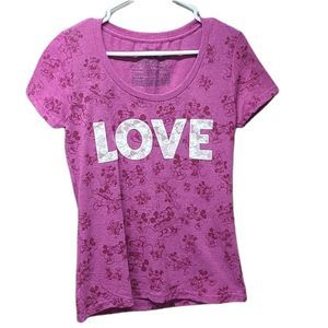 Disney women's "LOVE" pink Minnie Mickey t-shirt medium NWOT